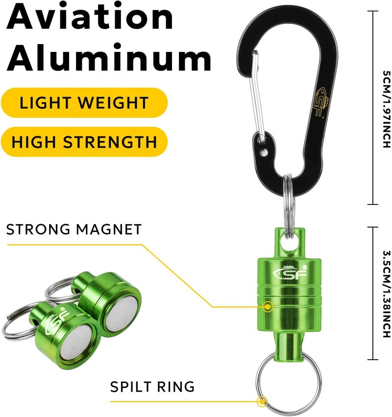 sf. Strongest Magnetic Net Release Magnetic Keychain Fly Fishing Net Retractor Magnet Clip Holder Retractor with Retractable Coiled Lanyard Carabiner - Image 2